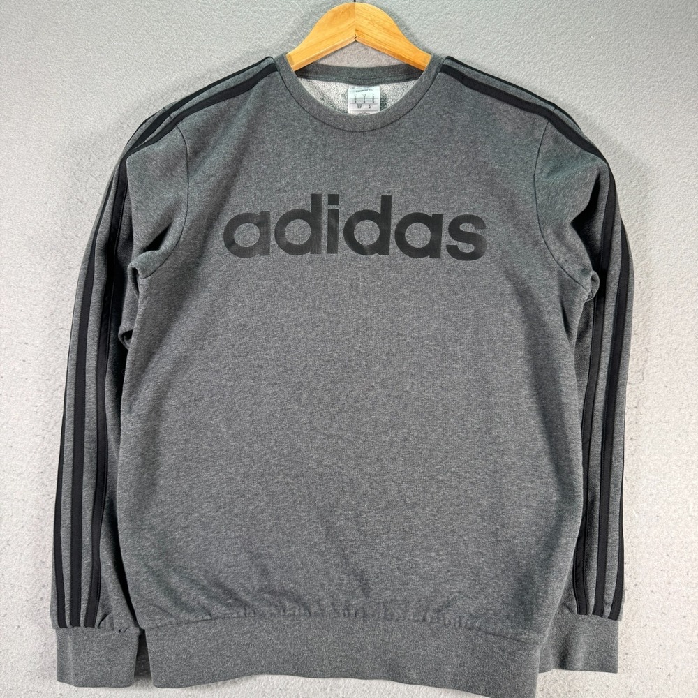 Adidas Crewneck Sweatshirt Mens Small Gray Fleece Logo Sportswear Athleisure‎